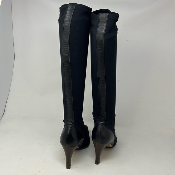 Gucci Sz 7 Tall Elastic Sock Boots Pointed Toe 3” Stacked Heel - Picture 6 of 12